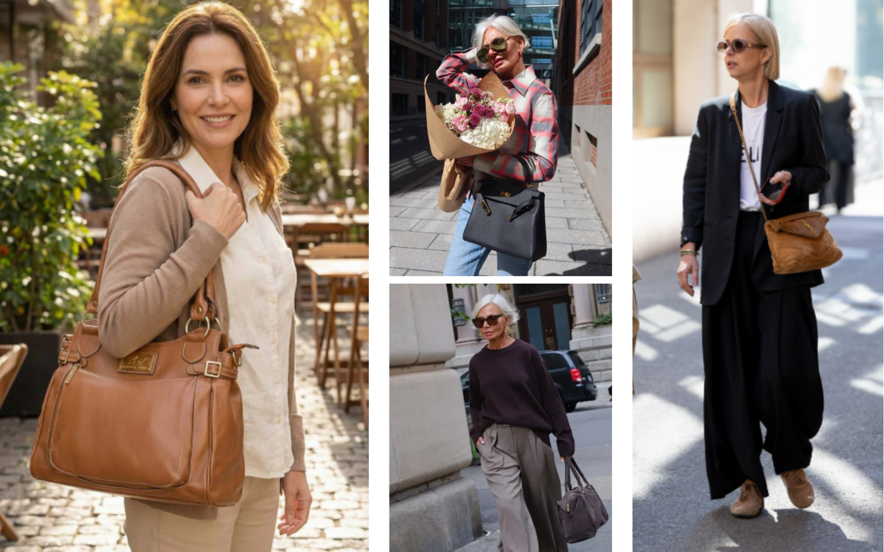 O guia das bolsas: Tamanhos e formatos práticos para a rotina da mulher 50+