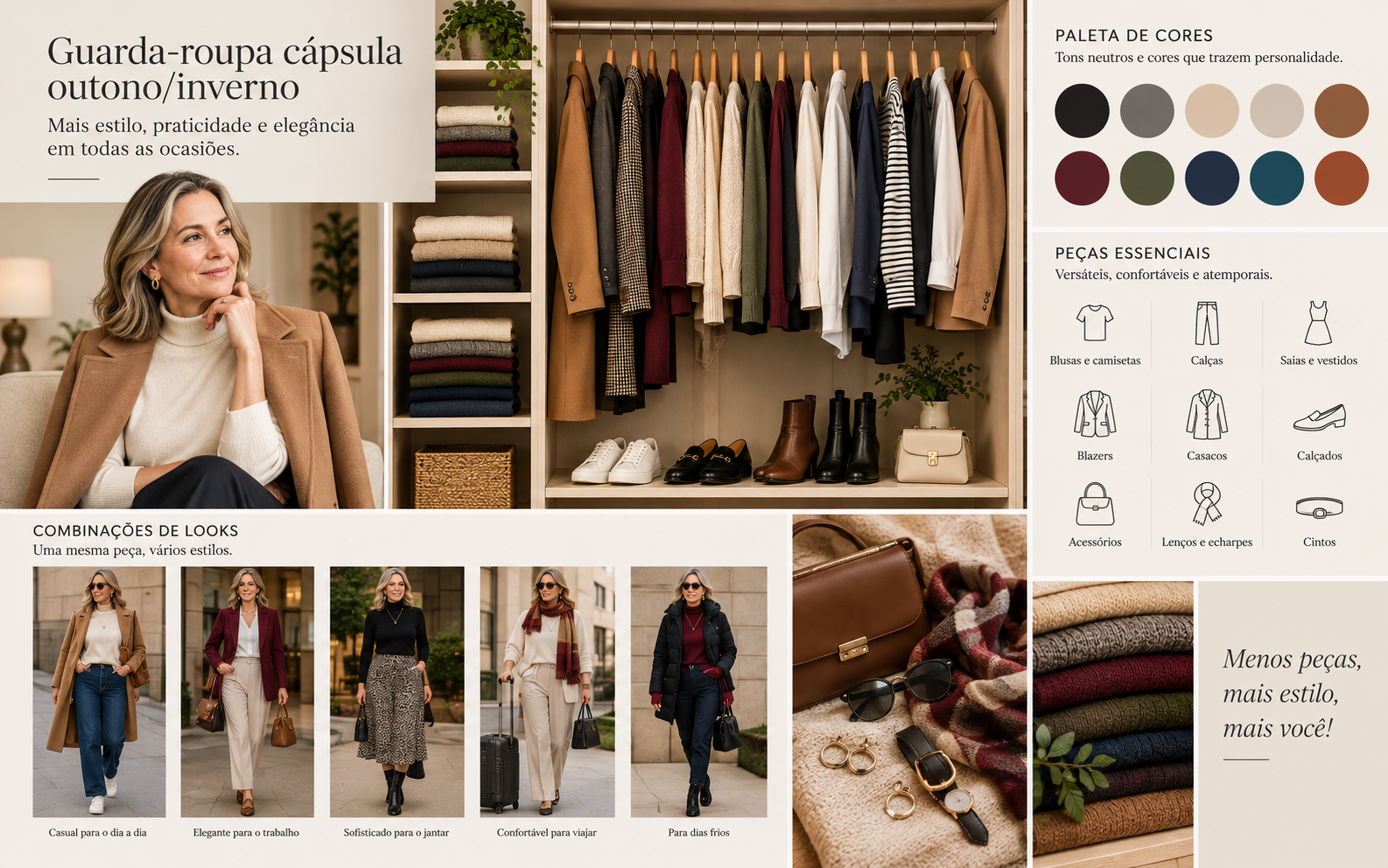 Como montar um guarda-roupa cápsula de outono/inverno após os 50: elegância, praticidade e estilo