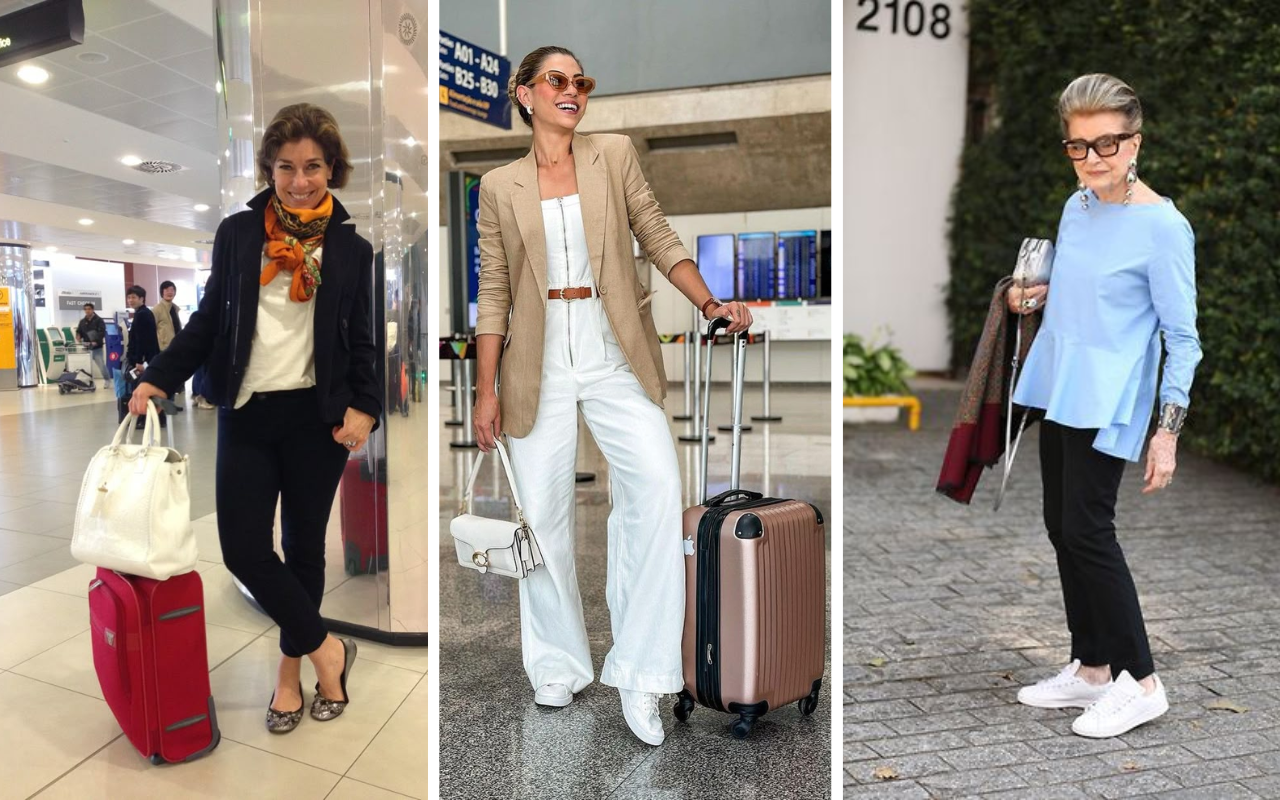 Looks de aeroporto para mulheres maduras: conforto sem perder a classe